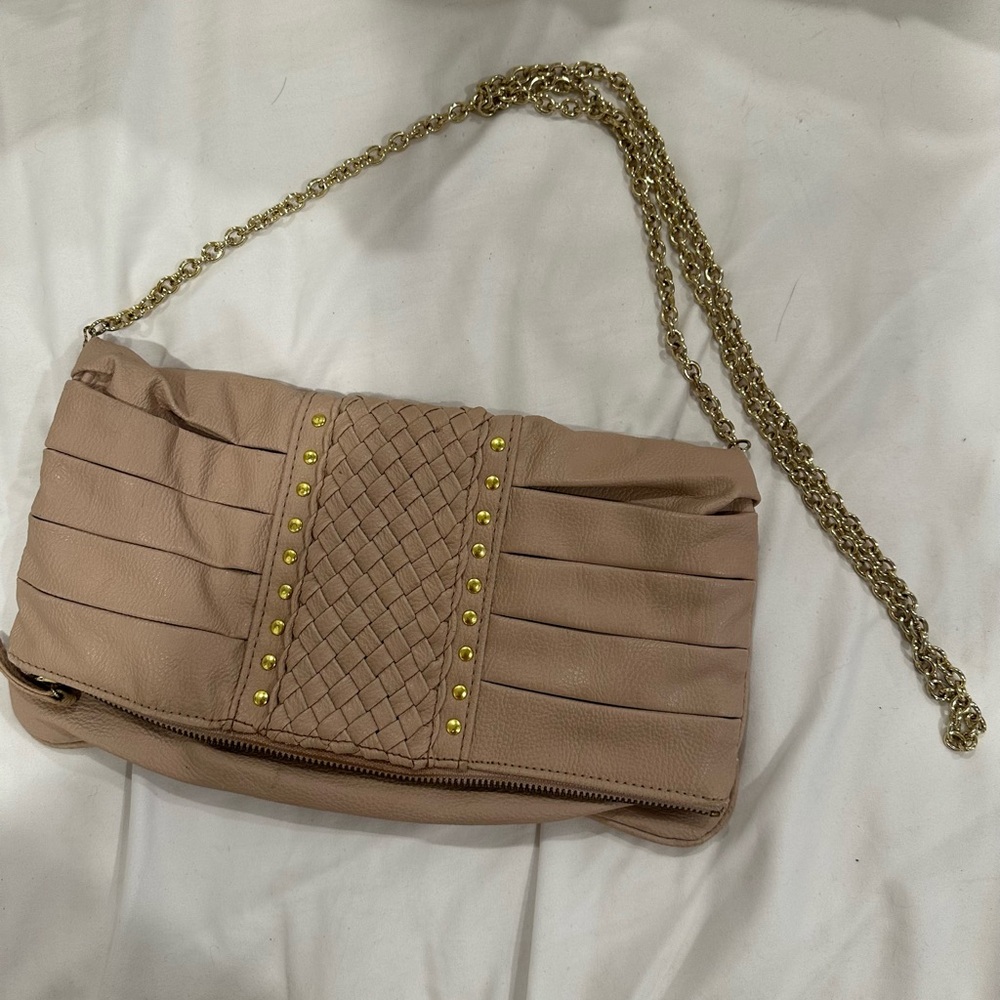 ALDO: Light Pink Gold Beaded Crossbody Purse